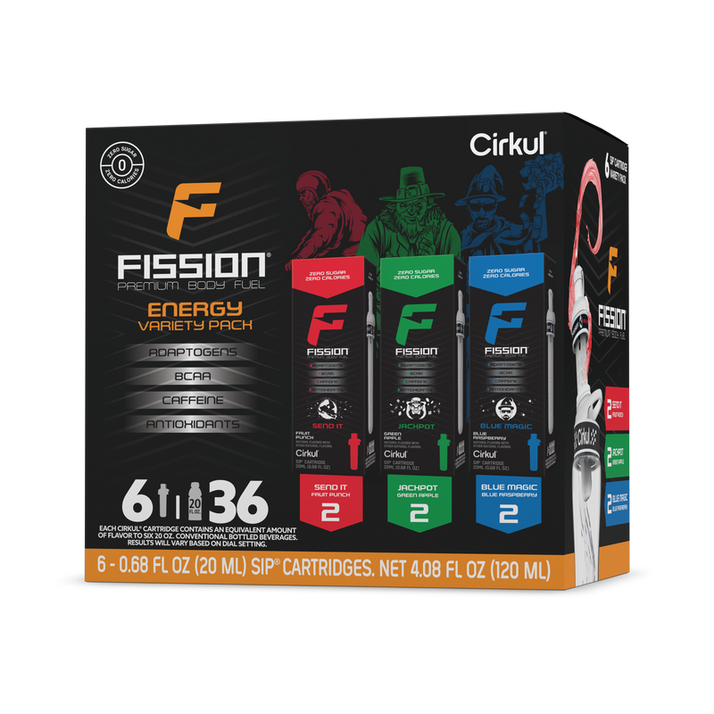 Vitamin-Infused Fission 6-Pack Variety Pack 97EI - Zero-Calorie Multi-Flavor Sip Pods for Water Bottle - Default Title