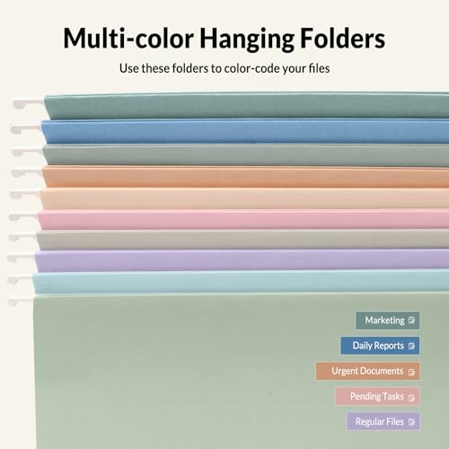 Minimalist SUNEE Hanging File Folders, 50 Pack Letter Size Hanging Essentials
