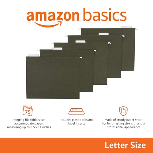 Minimalist Basics Hanging File Folders for Documents, Letter Essentials