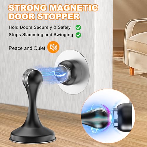 Smart Home Crosize Magnetic Door Stoppers 2 Pack, Stainless Steel Door for Daily Use