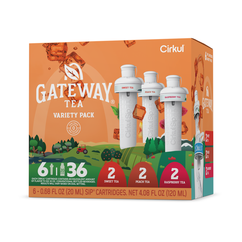 Vitamin-Infused Gateway Tea 6-Pack Variety Pack HM0F - Sugar-Free Fruit Flavor Cartridge Refill - Default Title