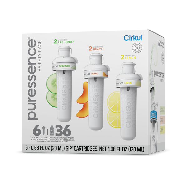 Sugar-Free Puressence 6-Pack Variety Pack 3T3F - Zero-Calorie Multi-Flavor Sip Pods for Water Bottle - Default Title