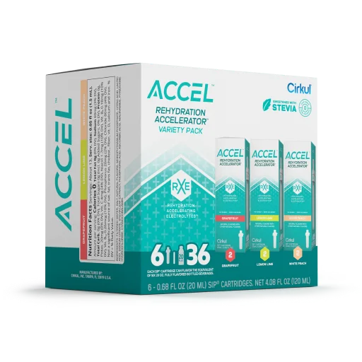 Vitamin-Infused Accel 6-Pack Variety Pack IZ9I - Electrolyte Hydration Enhanced Taste Cartridges Detail