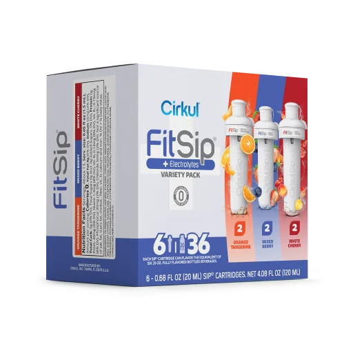Zero-Calorie FitSip 6-Pack Variety Pack HE3H - Electrolyte Hydration Enhanced Taste Cartridges Detail
