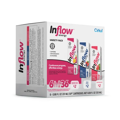 Sugar-Free Inflow Energy 6-Pack Variety Pack VCUW - Vitamin-Infused Natural Refreshing Flavor Core Detail