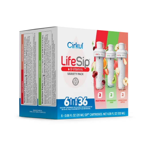 Vitamin-Infused LifeSip 6-Pack Variety Pack PN3A - Electrolyte Hydration Enhanced Taste Cartridges Detail