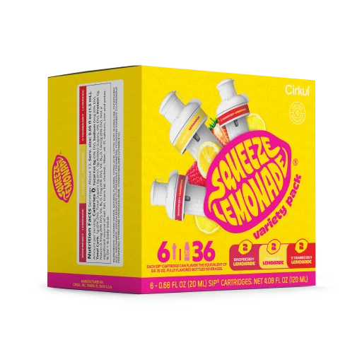 Zero-Calorie Squeeze Lemonade 6-Pack Variety Pack 3TLS - Sugar-Free Fruit Flavor Cartridge Refill Detail